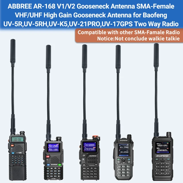 Тактическая антенна ABBREE с гусиной шеей и высоким коэффициентом усиления VHF UHF, двухдиапазонная SMA-мама для рации Baofeng UV-5R Quansheng K5 (8) K6 2