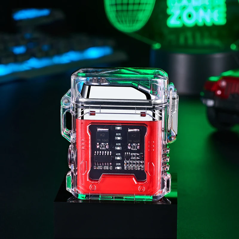 デュアルアーク防水ライター,USB Type-C,充電式プラズマ屋外懐中電灯