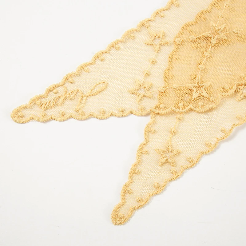 Weißer Blumen-Spitzenschal, Dekorativer Dünner Schal, Schmaler Langer Spitzenschal für Damen, Vintage-Spitzenbesatz, Stirnband, Haarband – Detail 15