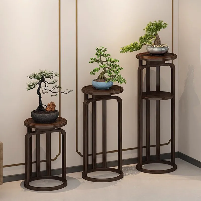 Bamboo Column Plant Shelf Stick Bracket Frame Floor Corner Flower Shelf Living Room Suporte Para Plantas Balcony Furniture