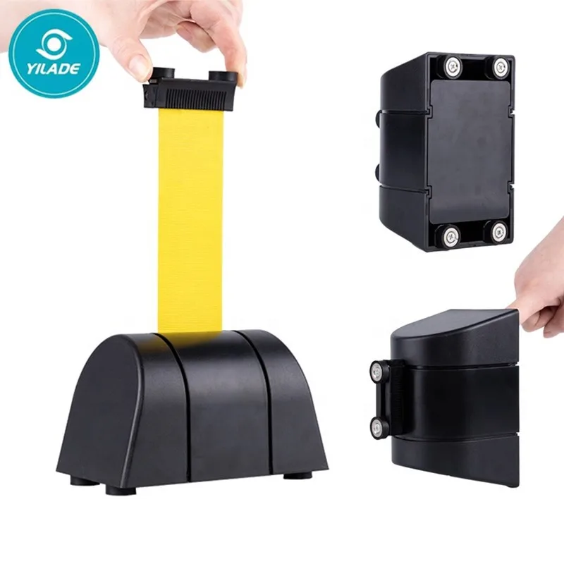 5m 10m Wall Mounted Bollard Barriers Plastic Retractable Belt with magnet optional