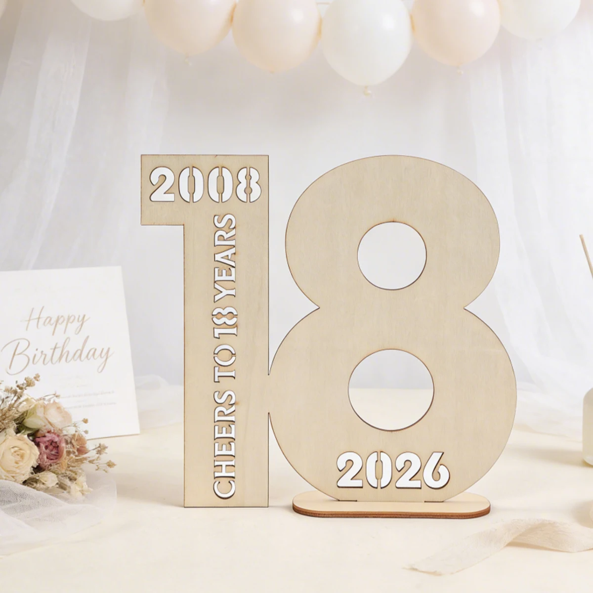 18. und 50. Geburtstag Holz-Ornament Happy Birthday Party Dekorationen Desktop Holz-Gästebuch Ornament Jubiläums-Party-Zubehör – Detail 13