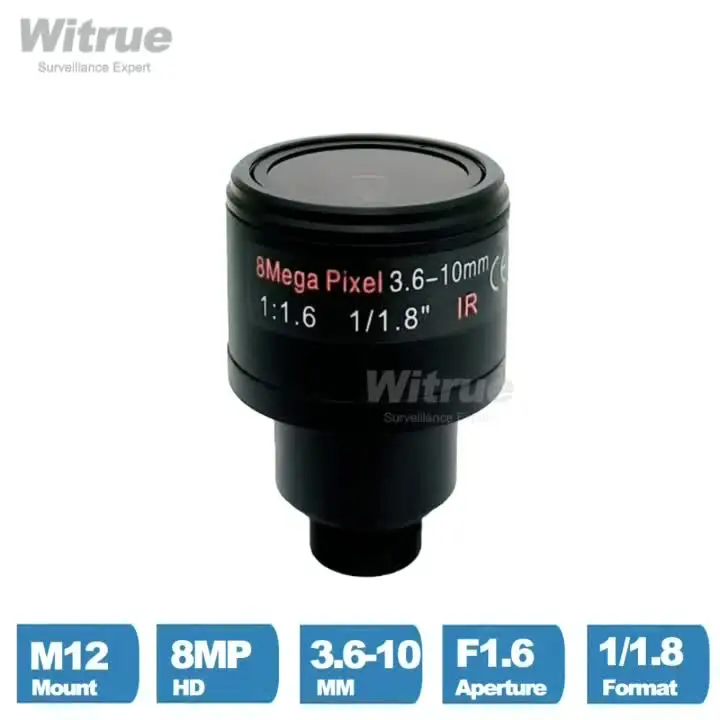 Objectif M12 Varifocal 3.6-10mm F1.6 4K 8MP pour Drone Caméra