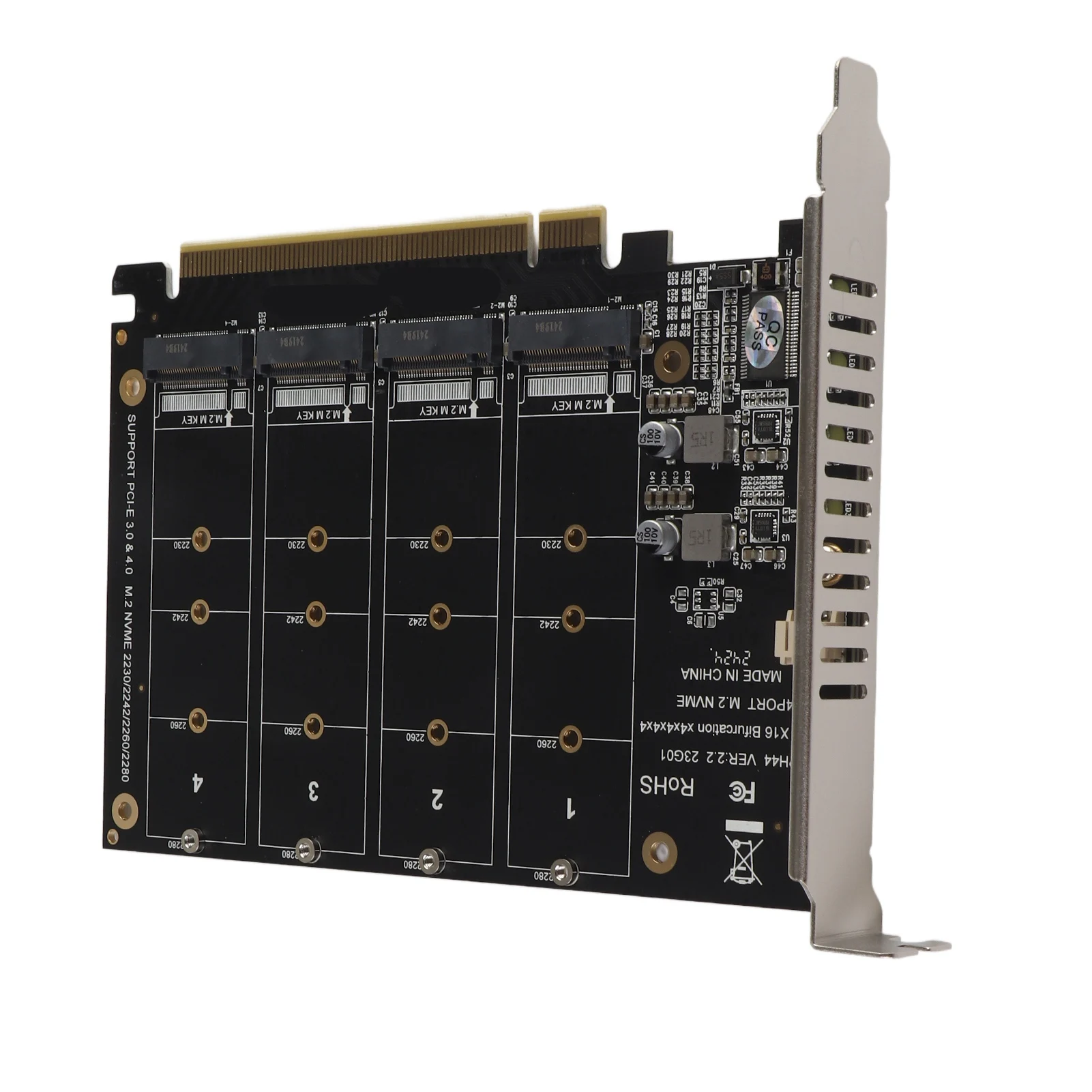 Adapter Card 4 Port M.2 NVMe SSD to PCIE X16 M Key Hard Drive Converter Reader Expansion Card M.2 PCIE Adapter Hard Drive Reader