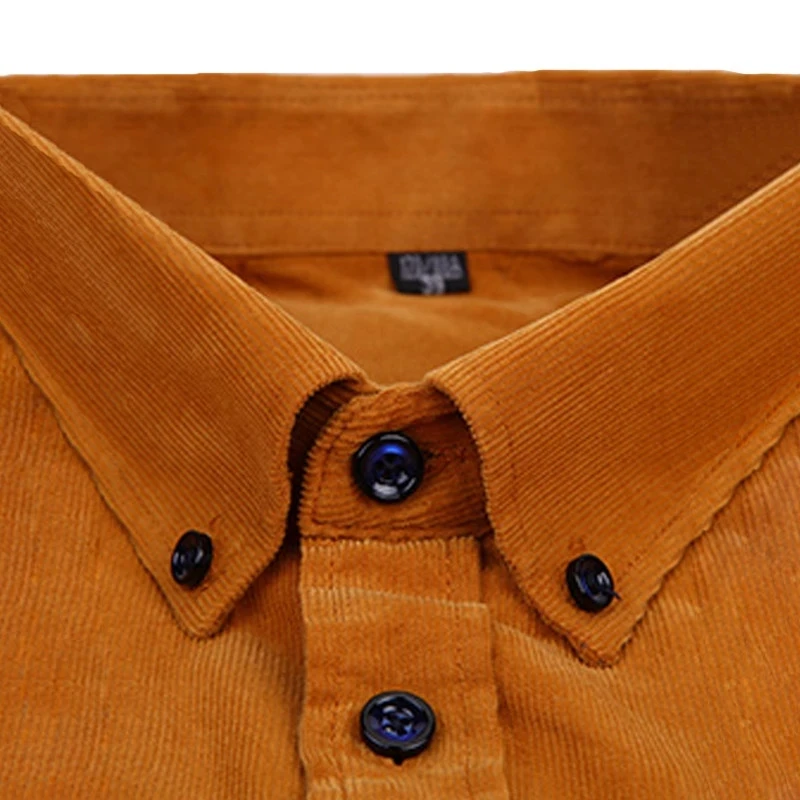 Cotton Shirt Plus Size S~7XL Corduroy 100% Cotton Mens Long Sleeve Shirt