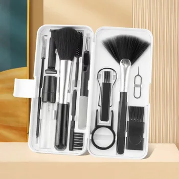 Kit per la pulizia della tastiera del computer con scatola portaoggetti, strumenti per la pulizia dello schermo della fotocamera, detergente professionale riutilizzabile per la polvere dello schermo, antipolvere, set di spazzole per la pulizia degli auricolari 18 in 1, telefono cellulare