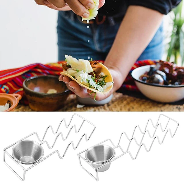 Taco Holder Plates Taco Accessories Stainless Steel Taco Shell Holders Taco  Tray Plates Taco Bar Serving Dishes With Sauce Bowl