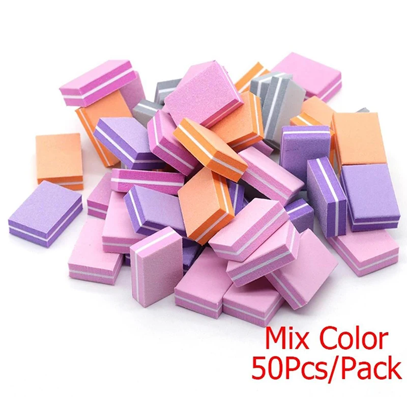 50Pcs Professional Mini Nails Art buffer File 100/180 Sandpaper Manicure Tips Care File Sanding Polishing Accessories Tools