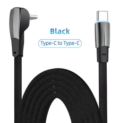 Enhanced Fast Charging USB - C Cable with 90 - Degree Design for Quick Charge and Data Transfer (Black Type C)