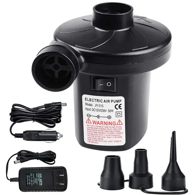 

Electric Air Pump Portable Quick-Fill Air Pump with 3 Nozzles Inflator and Deflator 2 in 1 for Outdoor Camping Swimming Ring