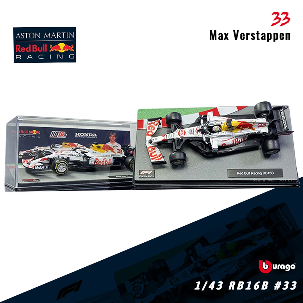 Bburago 1:43 New Style Red Bull 2021 Turkish White Style RB16B #33 F1 Racing Formula Static Simulation Diecast Alloy Car Model