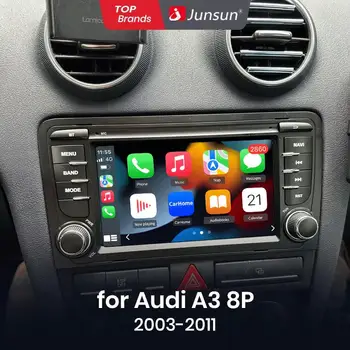 Radio para coche Junsun de 7 pulgadas con sistema Android para Audi A3 8P S3 2003-2012, CarPlay, sistema multimedia estéreo inteligente, 4G, GPS, RDS, DSP, DAB+, reproductor de 8 núcleos. 1