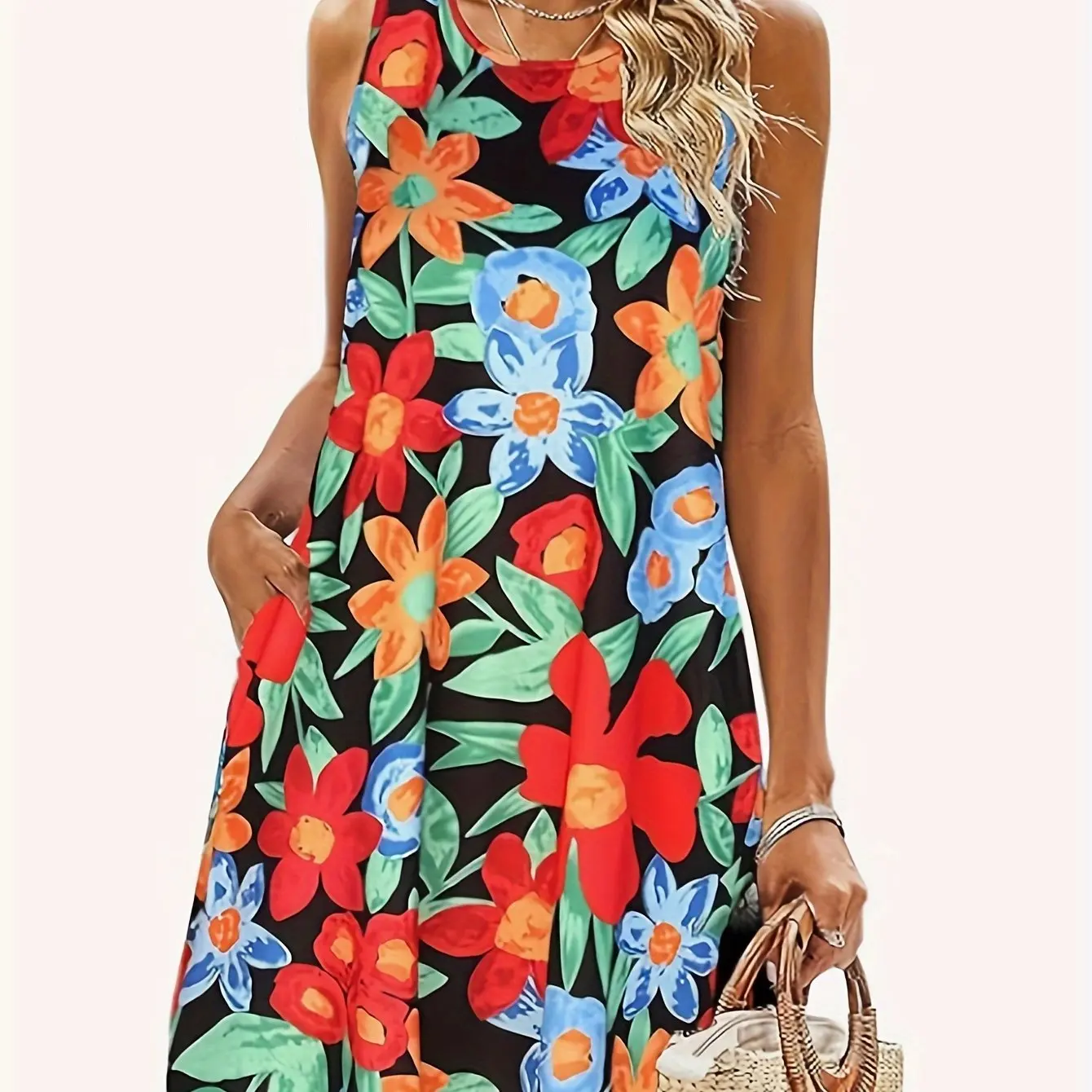 Overdose Vestido Largo Sin Mangas Con Estampado Floral Y