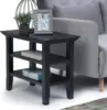 Acadian SOLID WOOD 14 inch wide Rectangle Rustic Contemporary Narrow Side Table in Black with Storage, 2 Shelves 4