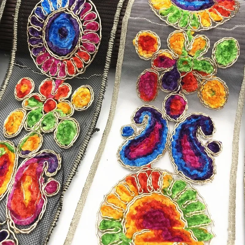 Ethnic Gold Thread Sequins African Lace Trims Ribbon DIY Sewing Dress Decoration Embroidered Fabric lace fabric lace ribbon lace garment accessories lace sewing supplies lace decoration lace accessories lace sewing accessories clothing craft accessories 1 Yards
