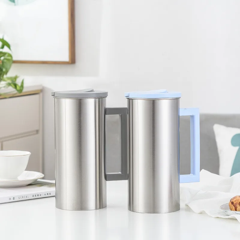 Water Jug Stainless Steel Cold Water Pitcher Glass Kettle for Cold Drinks in Summer in Office or Home Bar Kitchen Accessories