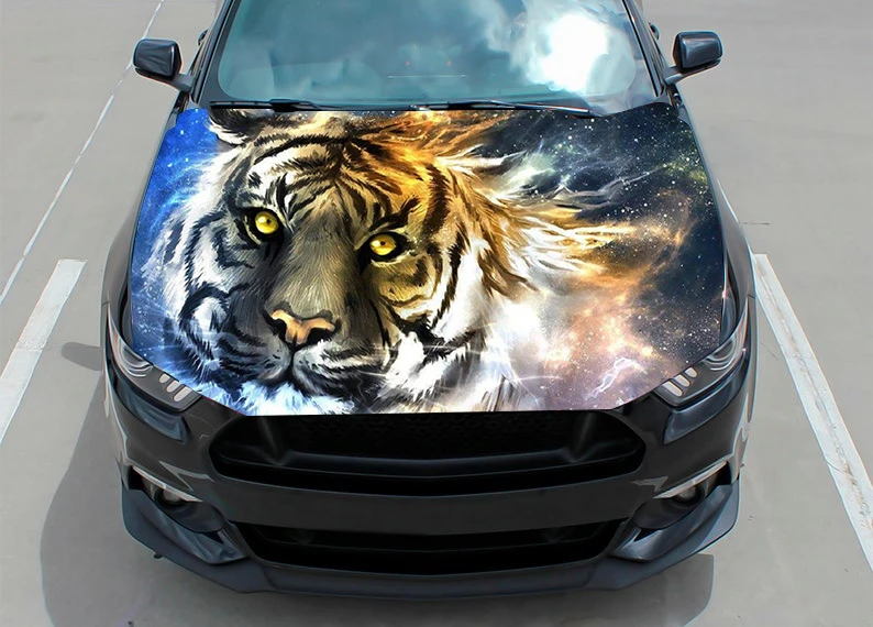 Autocollant Voiture Tête De Tigre - Décoratif, Résistant Aux UV - Pour Carrosserie, Moto, Mur - PVC Durable