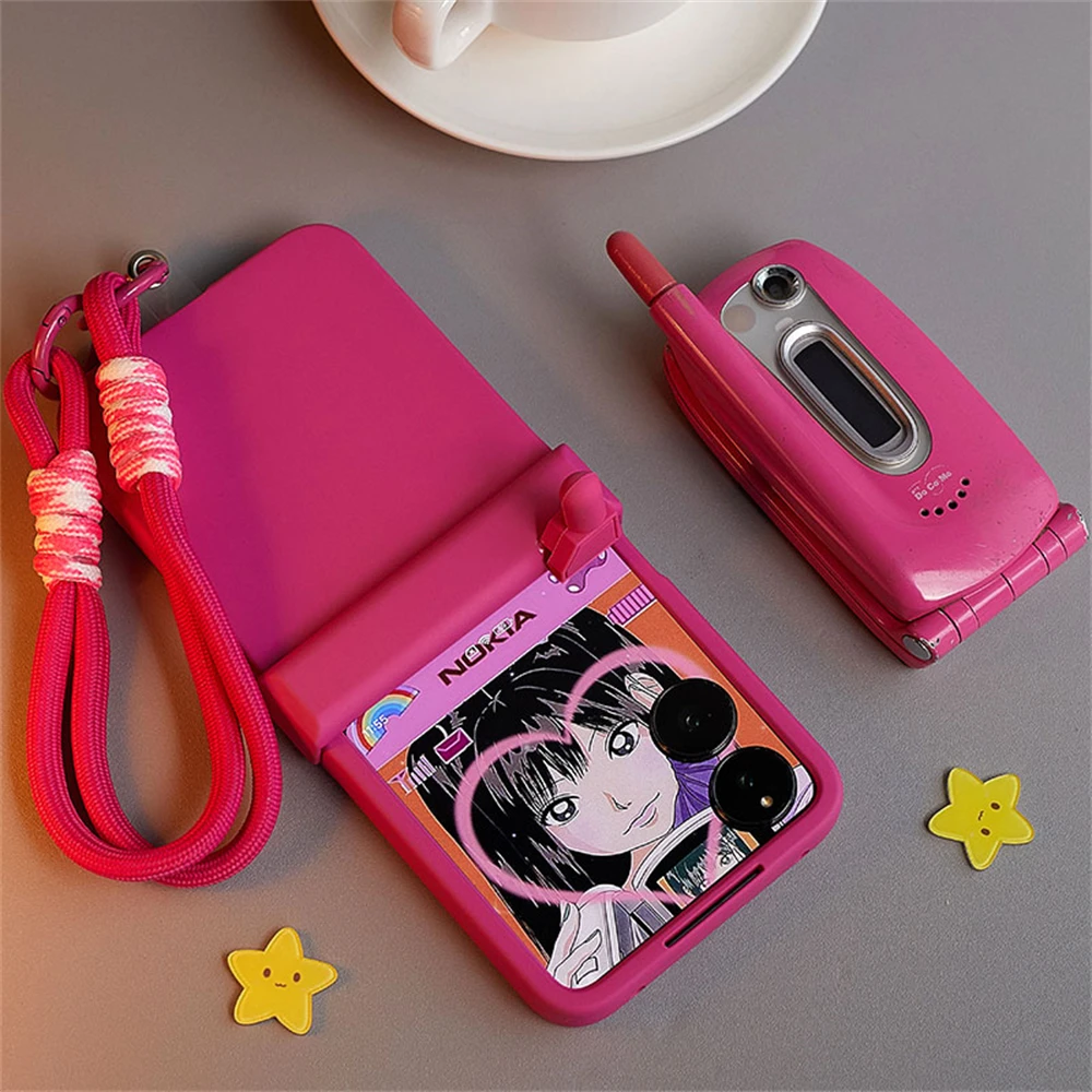 Kawaii Mobile Phone Case with Strap - Cute Girl Design