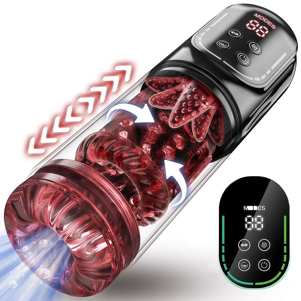 Automatic Telescopic Rotation Masturbator Cup Vagina Masturbation Blowjob Adults Sex Toys for Men Male Piston Mastubator