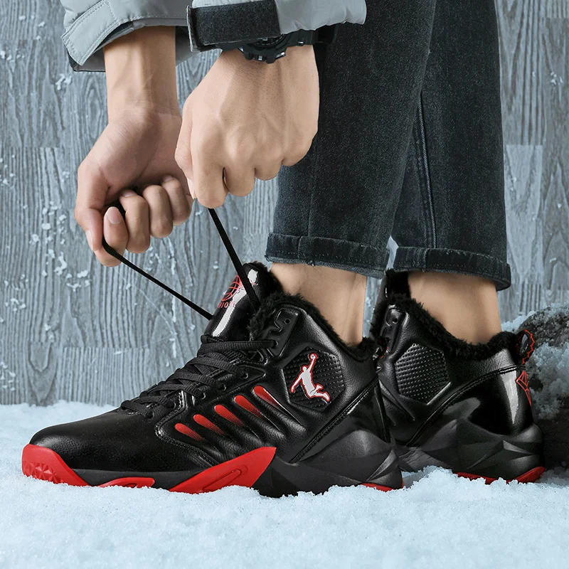 Keep Warm Fur Basketball Shoes Men Women Sneakers High Top Lace Up Ankle Sport Shoes Basket Homme Winter Plush Casual Sneakers
