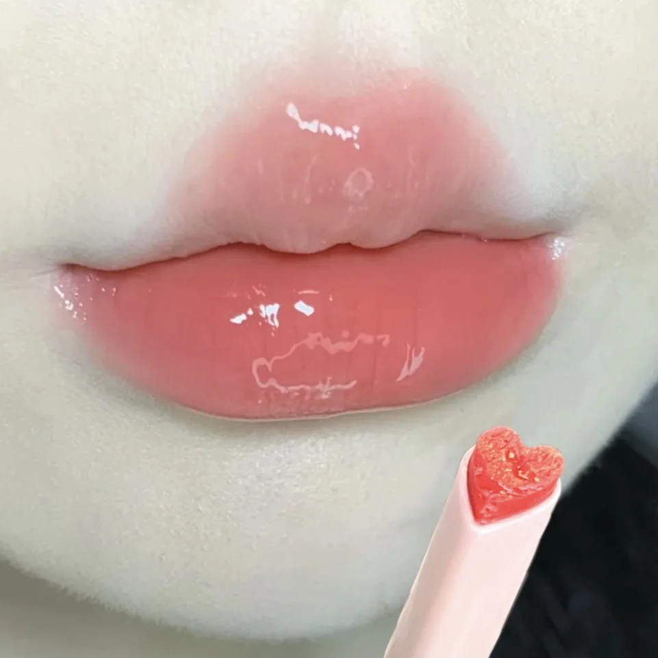 Water-light Lip Glaze Mirror Glitter Lip Tint Long Lasting Moisturising Love Heart Shape Solid Lipstick Pen Lips Makeup Cosmetic 6