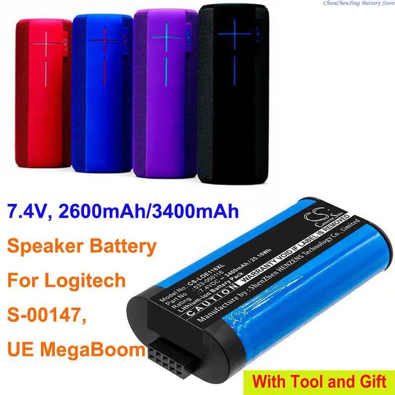 

Cameron Sino 2600mAh/3400mAh Speaker Battery 533-000116, 533-000138 for Logitech S-00147, UE MegaBoom, UE MegaBoom 1