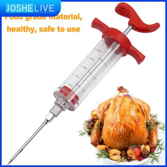Pácoló Tű Barbecue Húsfecskendők Konyhai Mártás Pácok Fecskendők Lyukkal Fogantyú Élelmiszer -Minőségű Piros Pulyka Fecskendő Tartós 68 G