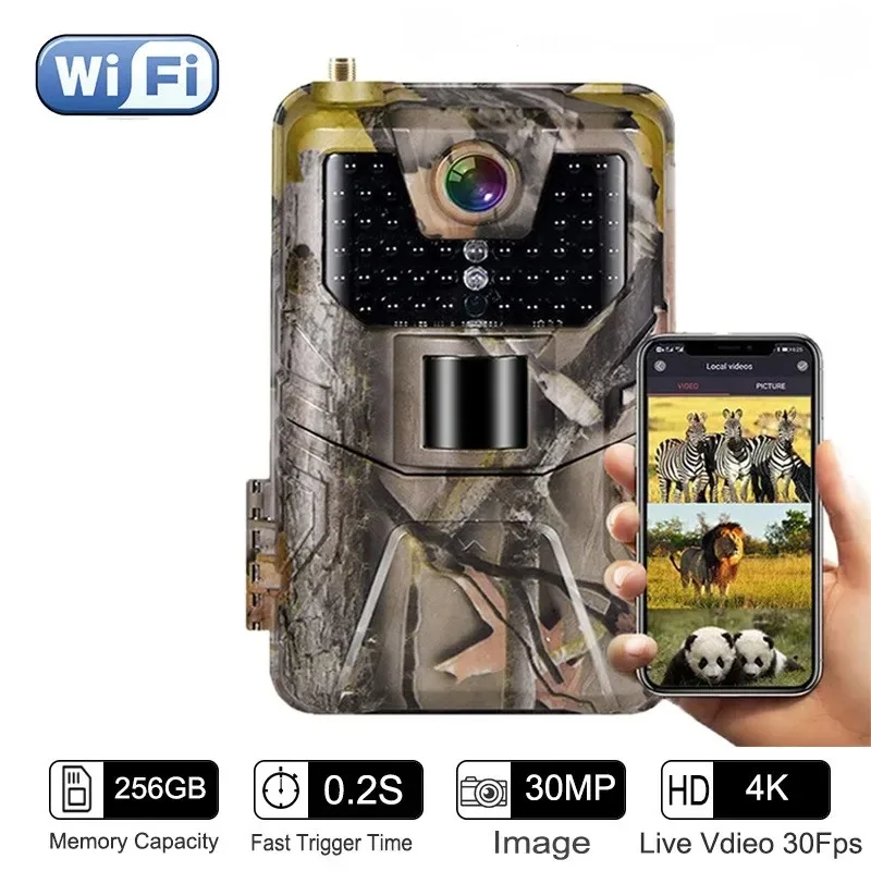 Suntekcam 4K Video Live Show Trail Camera 30MP WIFI APP Bluetooth Control Night Vision Outdoor Wildlife Photo Traps