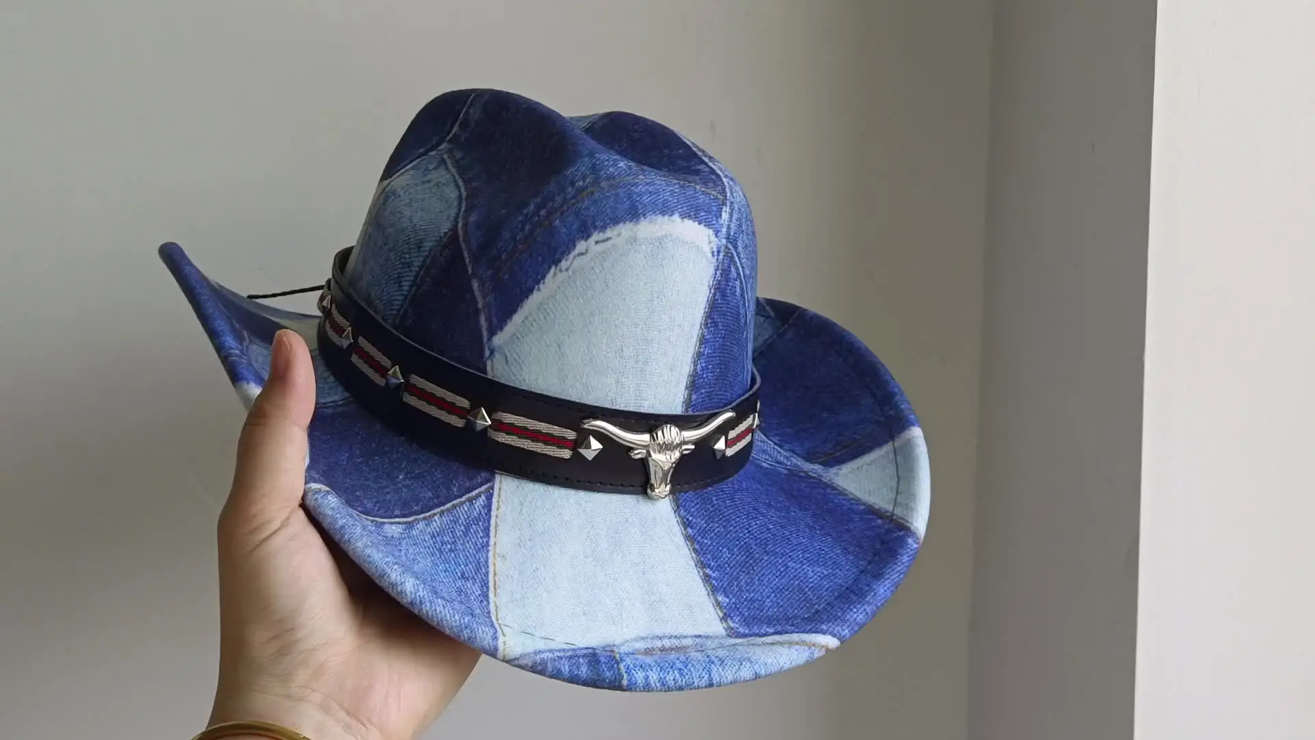 1472 Wide Brim Men And Women\'s Western Cowboy Hat Fedora-jazz-hat With Bull Bull Head Felt Cowboy Cowgirl Hat Retro Western Curl Wide  main image 2