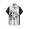Daily Fashion Casual Men Women Shirts Stripe Musical Note Print Street Hip Hop T-shirt Homme Oversized Short-sleeved Male Tops 1