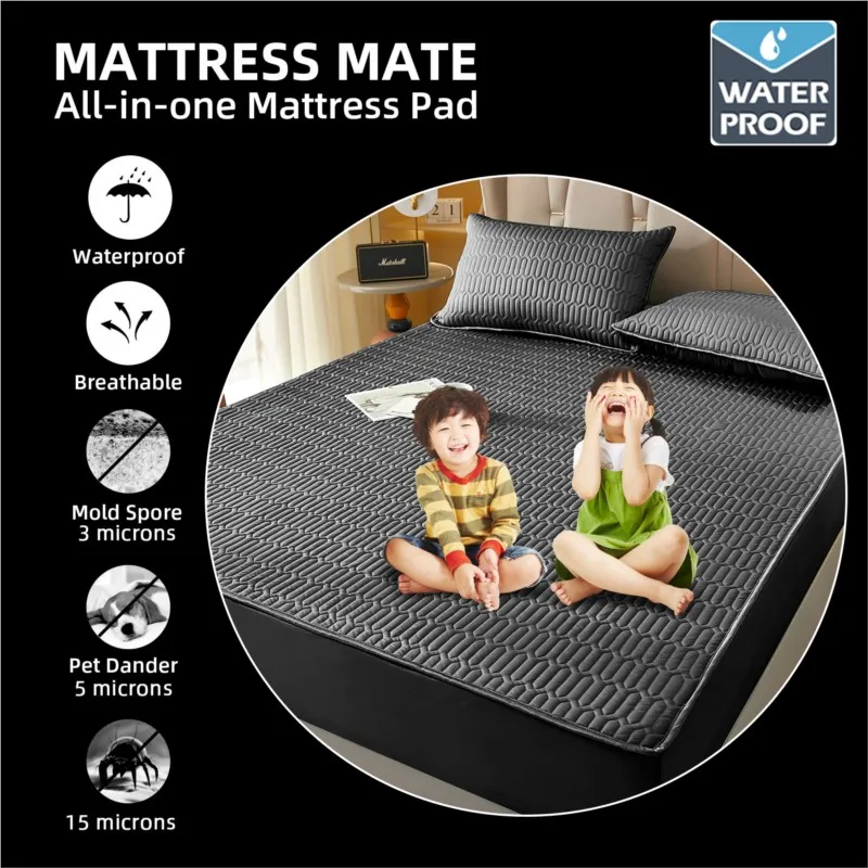 Waterproof Fitted Sheet, Thickened Quilted 100% Waterproof Mattress Cover, Mattress Protector, Bed Cover For Living Room 160x200 3