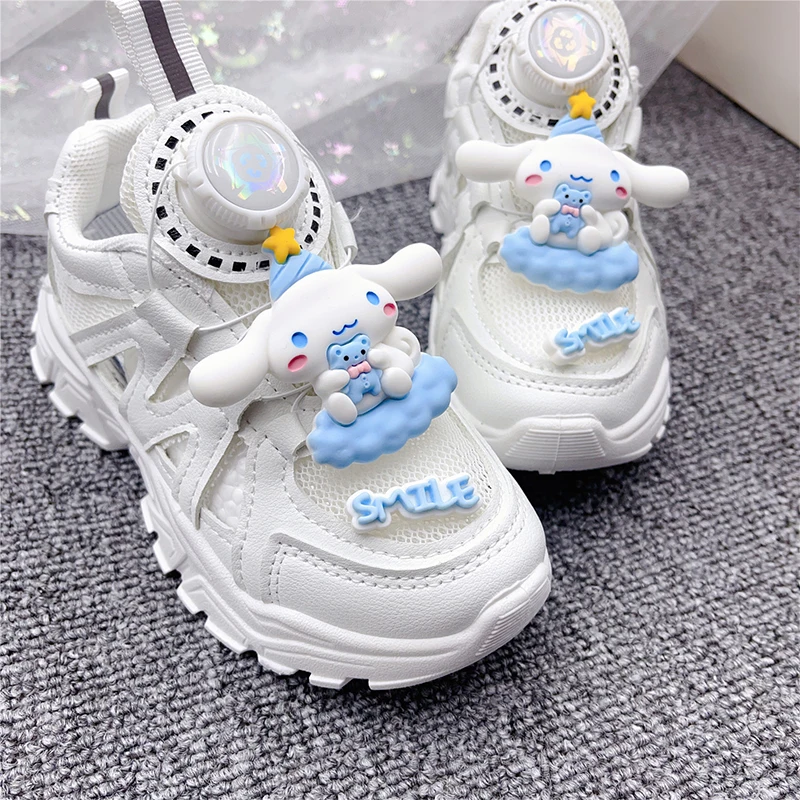 

Summer Cinnamoroll Mesh Shoes Kawaii Sanrioed Anime Hello Kitty My Melody Children's Sports Sandals Button Shoes Non-Slip Gifts
