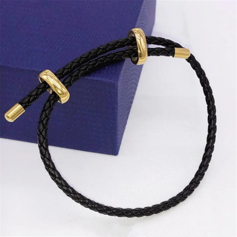 Bracelet Jewelry 27cm Leather Cord Red Rope Bracelet Stainless Steel Adjustable Buckle Thread for Women Man Couple Jewelry