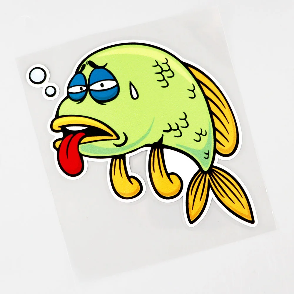 

Z1116# Self-adhesive Decal For Cartoon Fish Tired Car Sticker Waterproof Auto Decors on Bumper Rear Window Laptop