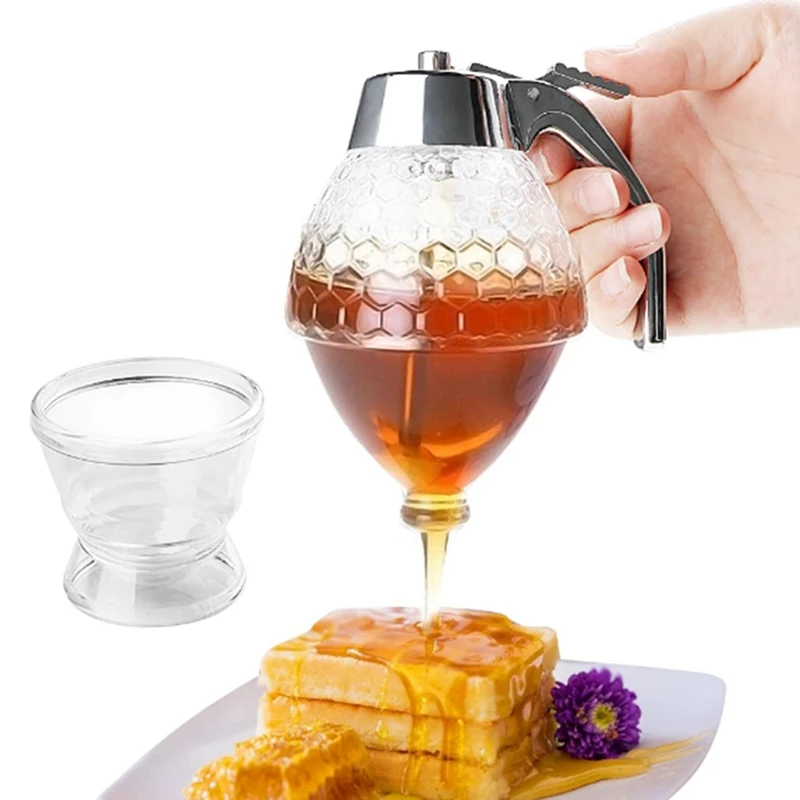 Juice Syrup Cup Squeeze Bottle Storage Pot Stand Holder Bee Drip Dispenser Kettle Honey Jar Container Kitchen Durable