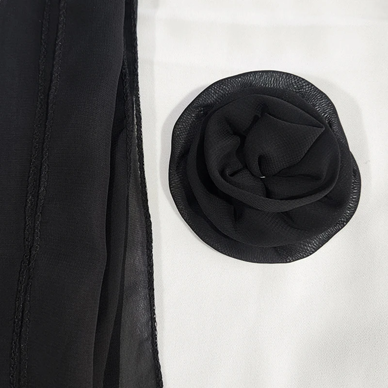 Luxury Long Chiffon Scarf Female Print Rose Thin Narrow Scarf Floral Satin Hair Band Bag Ribbon Scarfs Women Small Neckerchief 5