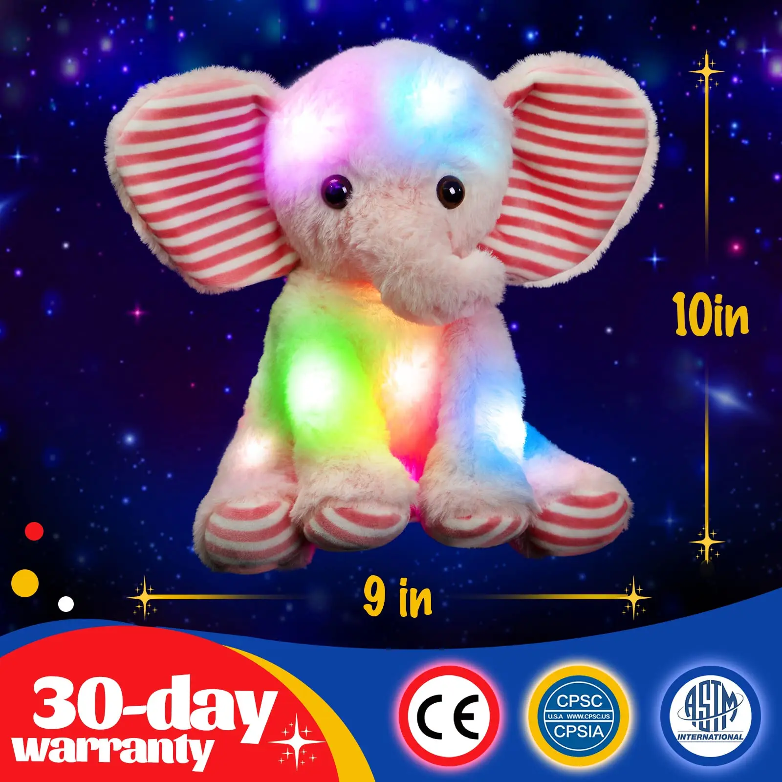 25cm Pink Elephant Luminous Plush Toys Birthday Gifts LED Light Glow Stuffed Animals for Girls Kids Sleeping Toy Pillow plush toy