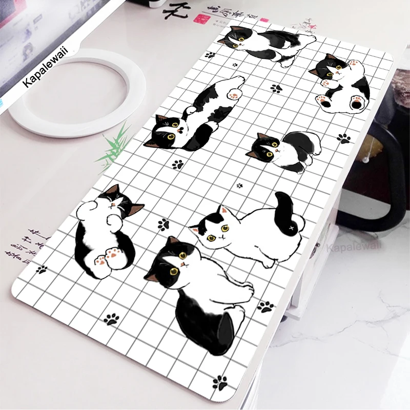 thumbnail image 1 of Alfombrilla grande para ratón de ordenador de gato blanco, tamaño 80x30cm, 100x50cm, alfombrilla para teclado de escritorio de ordenador portátil, alfombrilla para mesa para jugar a juegos, 1 of 5