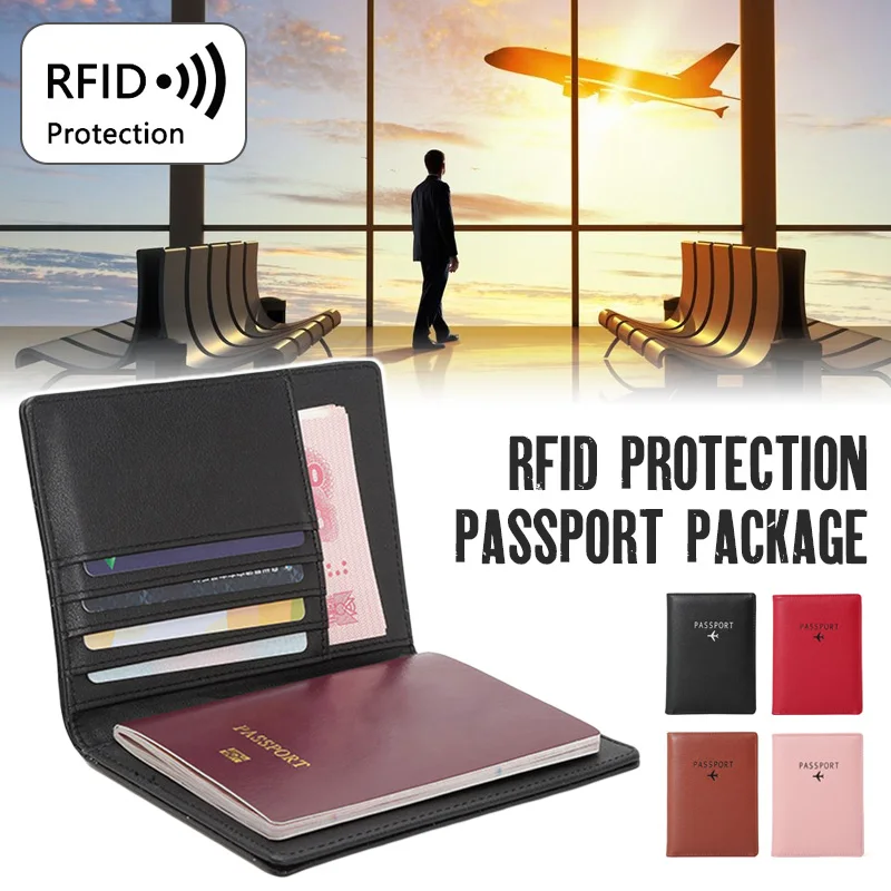 

PU Leather Passport Holder Wallet Women Men Passport Cover Case RFID Blocking Wallet Travel Document Organizer