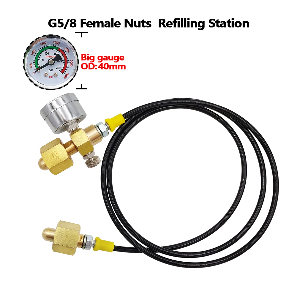 리필 스테이션 충전 어댑터 40L 병에서 소형 용접 탱크 G5/8, W21.8-14,CGA320까지 질소 아르곤 CO2 전송