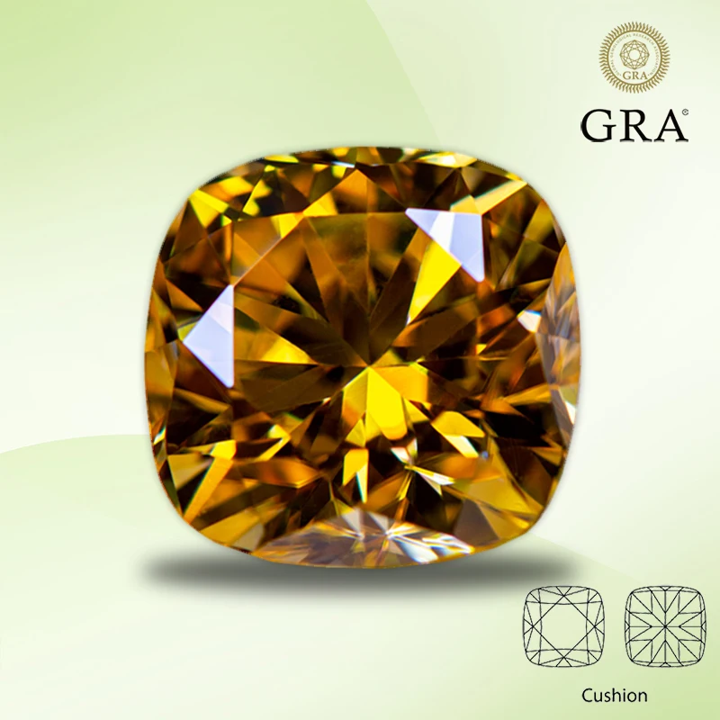 Moissanite Diamond Golden Yellow Color Cushion Cut Lab Ha Creato Pietre Preziose Per Charms Creazione Di Gioielli Da Donna Con Certificato Gra