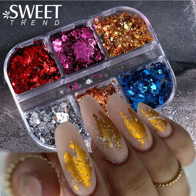 1 Box Chameleon Nail Flakes Irregular Aluminum Foil UV Gel Polish Nail  Sequins Palliette Manicures Art Decoration Glitter Powder - AliExpress