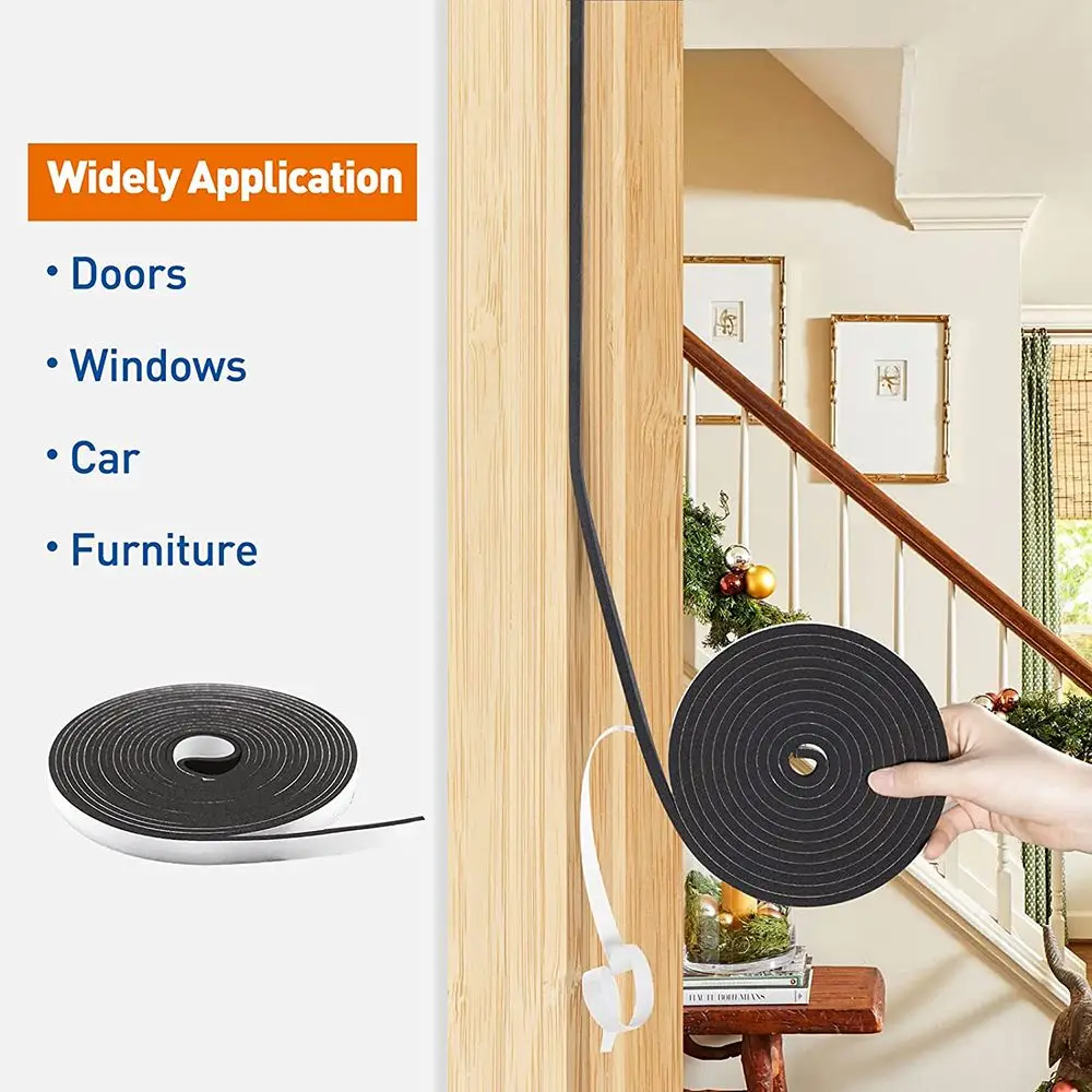2M/Roll Foam Door Window Seal Strip Gasket Sponge Self-Adhesive Soundproof Windproof Dustproof Draught Excluder Insulation Tape door seal strip sealing strip tape window seal strip sealing tape sealing strip