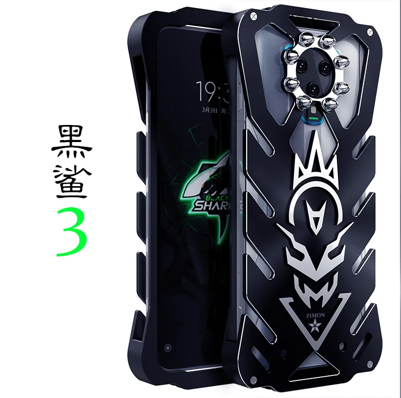 Zimon Metal Armor Phone Case for Xiaomi MI Black Shark 4 4s 3 Pro Series Aluminum Cover for Blackshark 1 2 Helo Phone Housing xiaomi leather case chain