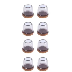 8 - Piece Non - Slip Chair Leg Floor Protector Caps with Felt Pads - M Fit  19 - 25mm (Round - Transparent)