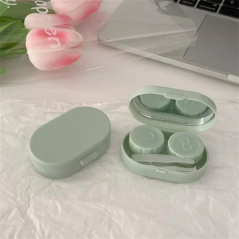 Contact Lens Case Compact Mini Korean Solid Color Girl Heart Care Case Contact Lens Companion Case