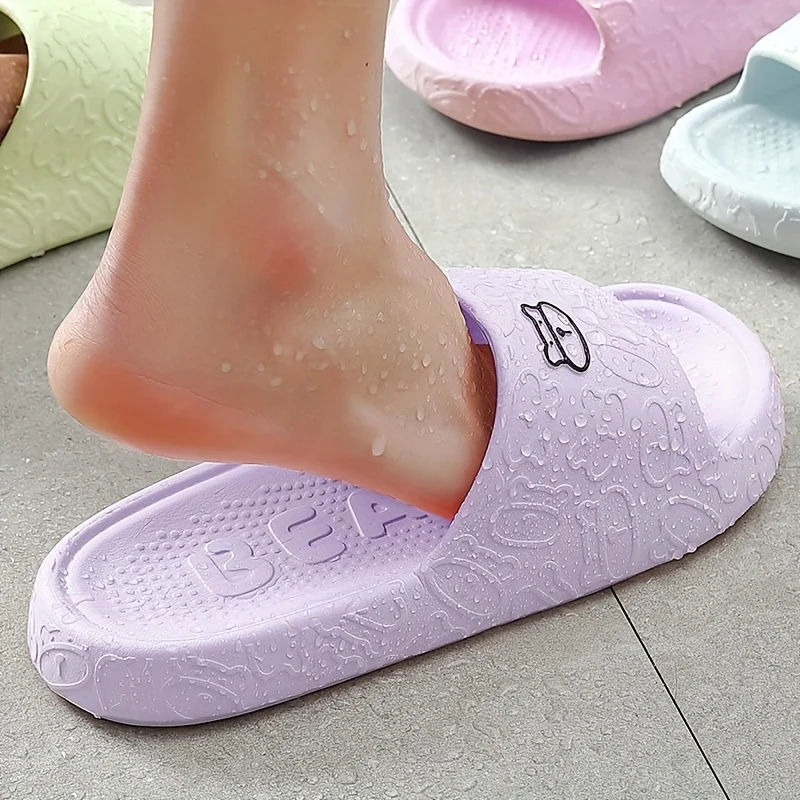Ladies Cartoon Bathroom Slippers for Men Summer Home Cute Bear for Women Home House Hotel Anti Slip Sandals Unisex 6