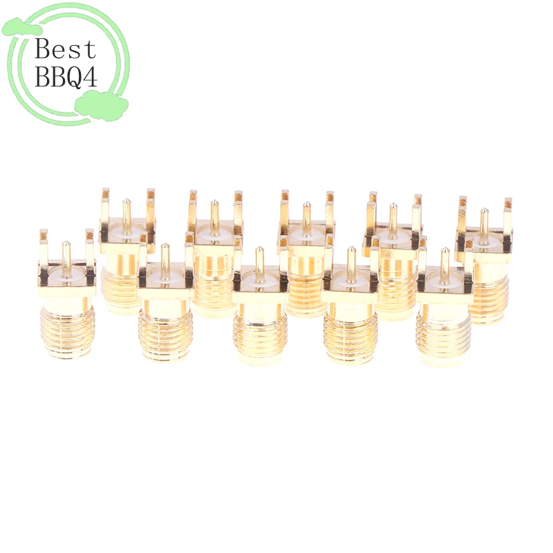 (BBQ4)10Pc 핫 SMA 여성용 잭 어댑터 SMA 여성용 베이스 소켓 잭(솔더 PCB 보드 엣지 마운트 어댑터 포함)