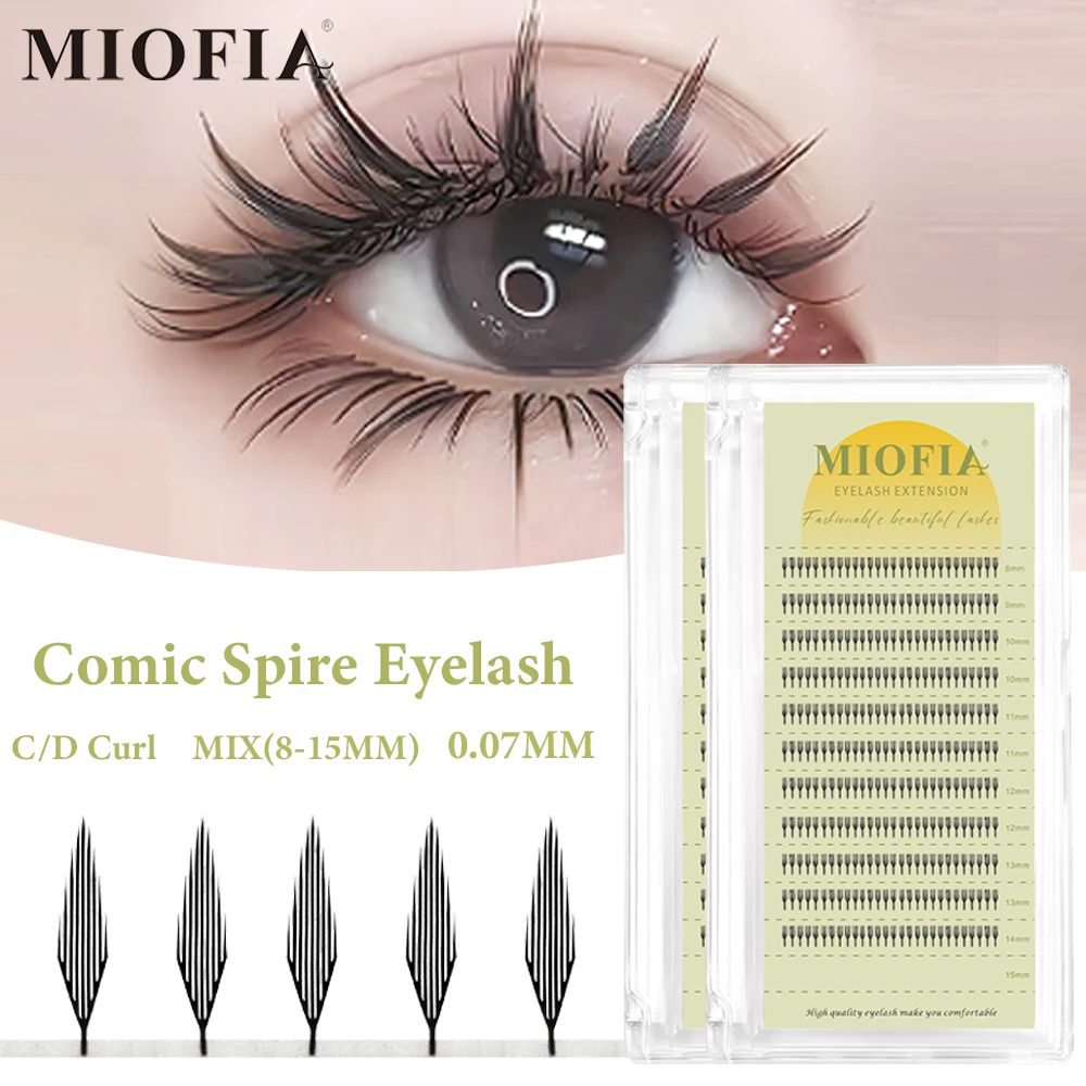 Anime Spire Wimpernverlängerung Federform C/D-Curl 8-15mm Gemischte Länge 3D Russische Natürliche Leichte Anime Kunstwimpern Make-up
