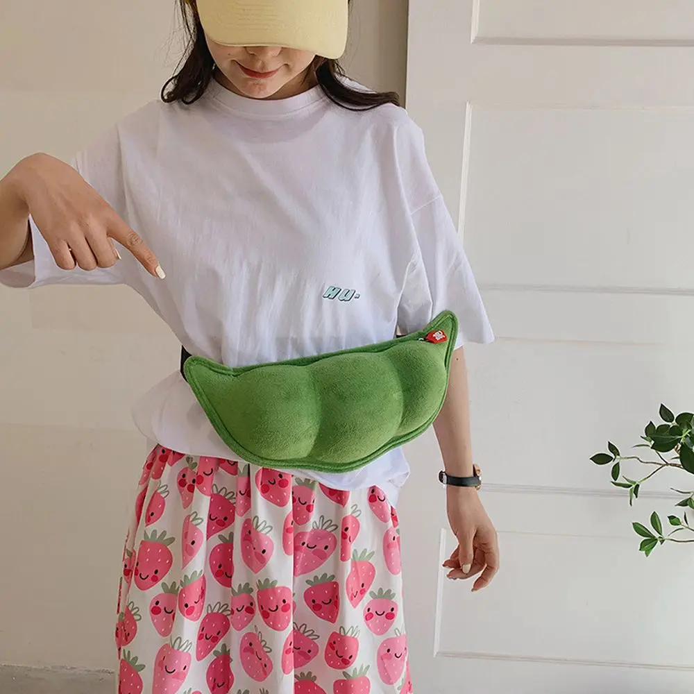 Cute Sweet Outdoor Children Plush Bag Toy Gift Peas Shaped Women Handbags Cute Small Bags Korean Style Handbags